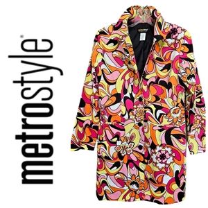 Vintage 90's Nwot Metrostyle Stretch Physcodelic Trench/Blazer